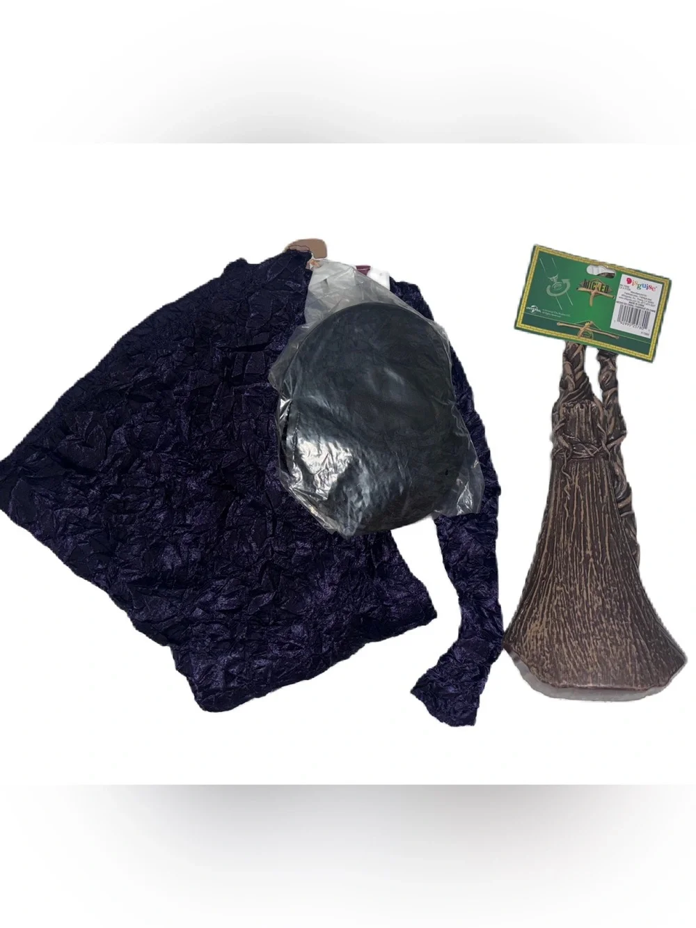 Wicked Elphaba Black Witch Dress, Hat, Cape Broom Costume Dress Up Set Size 6-6x - Picture 3 of 5